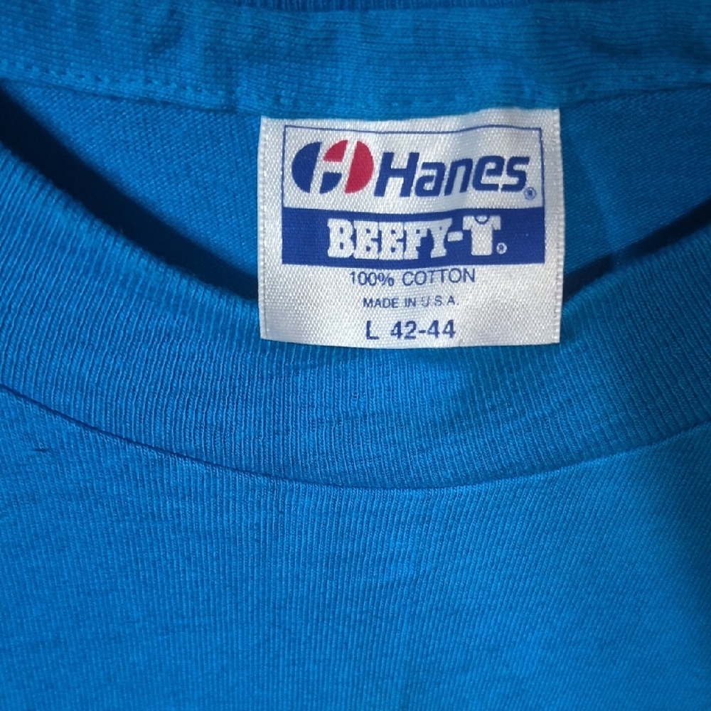 Hanes Single Stitch 1989 Blue Graphic Tee - Short Sleeve - Picture 2 of 6